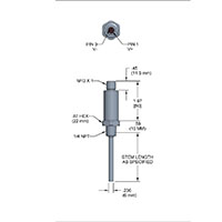 810 Series Compact Temperature Transmitter, -22/250 ºF Temperature Range, 4-20 mA Output, 1/4 NPT Process Connection, M12 x 1 (4-Pin), 6.0 in Stem, 6 mm Diameter